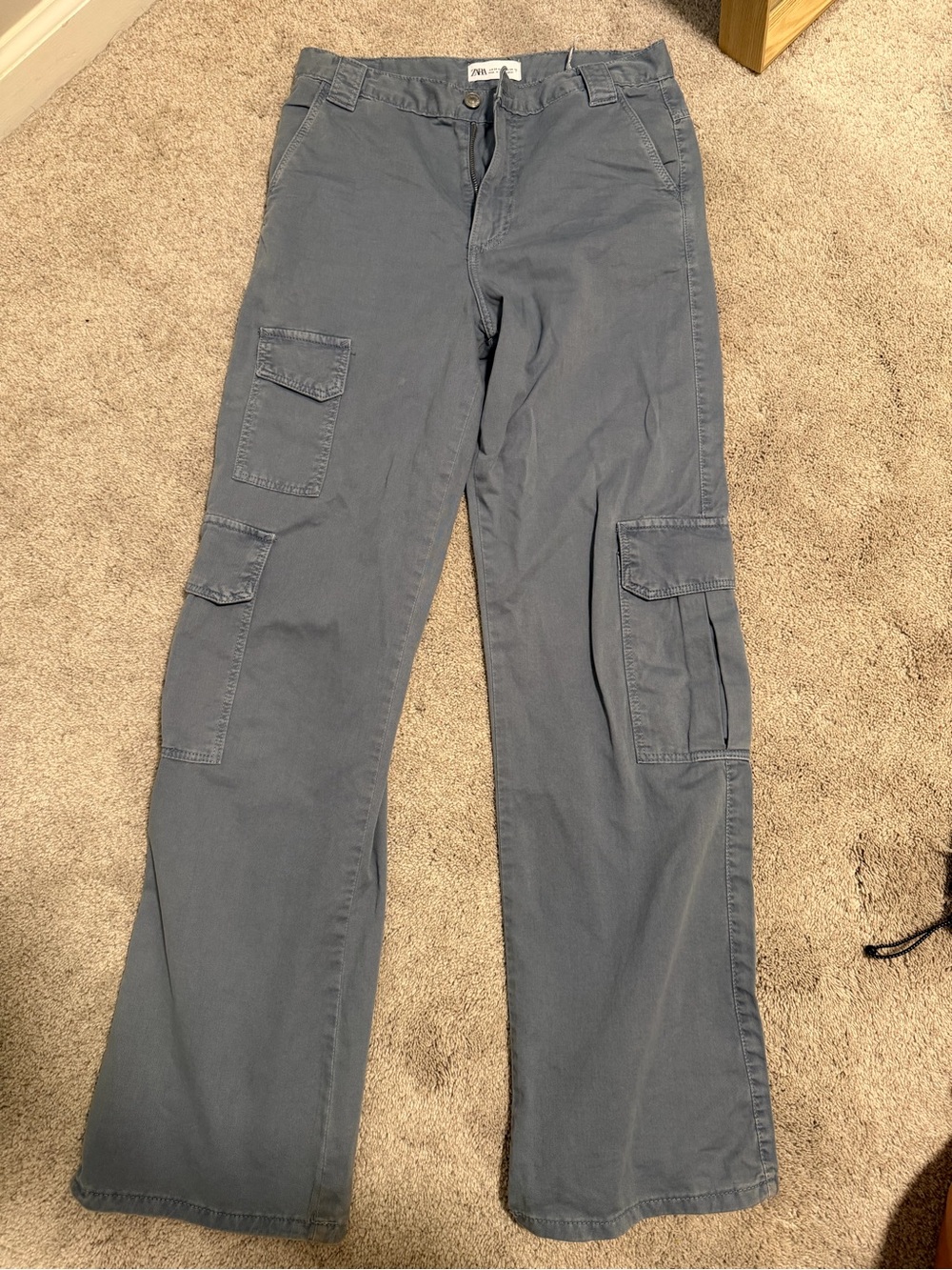 Zara Woman Cargo Pants in Slate Gray